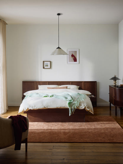 Warehamy Nanto Bed Made of Wood with Headboard and Bedside Tables