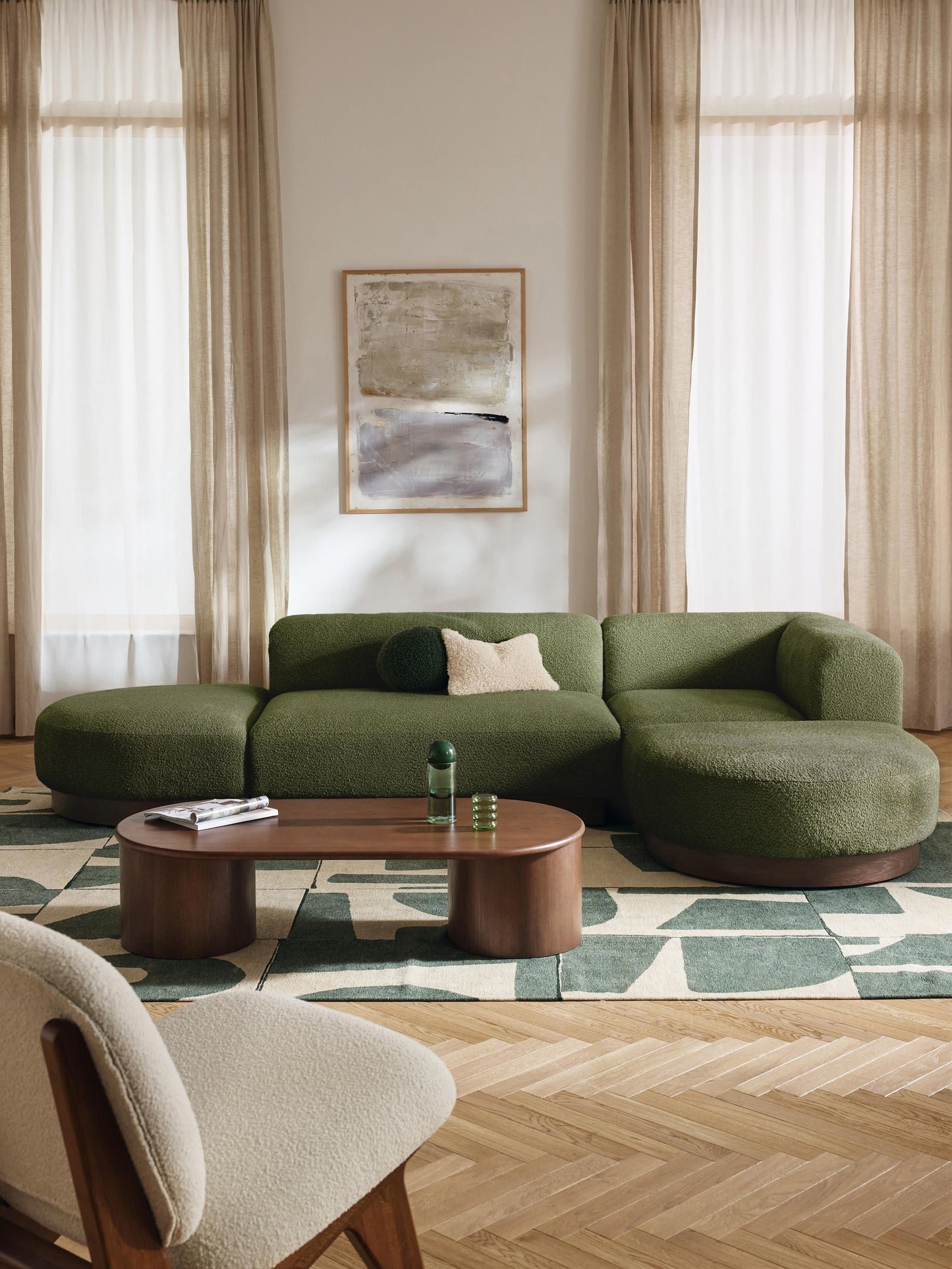 Warehamy Natalie Modular Corner Sofa, Teddy Bouclé