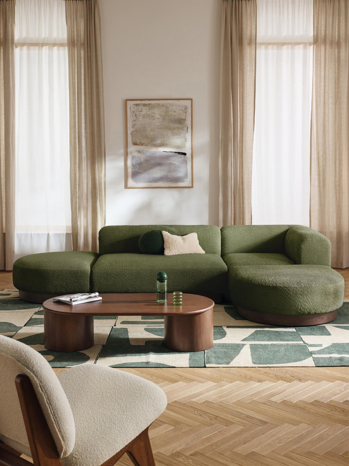 Warehamy Natalie Modular Corner Sofa, Teddy Bouclé