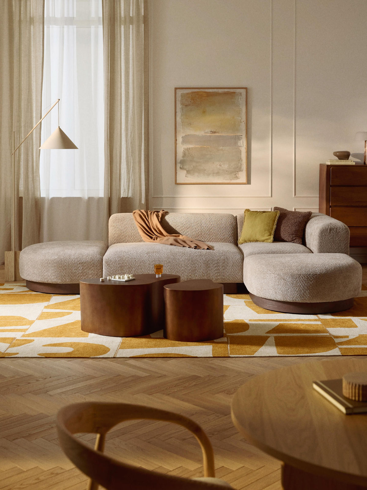 Warehamy Natalie Modular Corner Sofa, Teddy Bouclé
