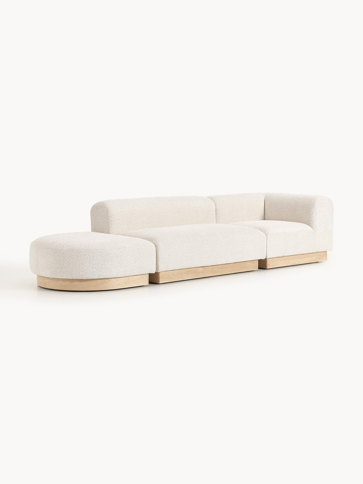 Warehamy Natalie Teddy Bouclé Ottoman with Stool, Modular (Left/Right)