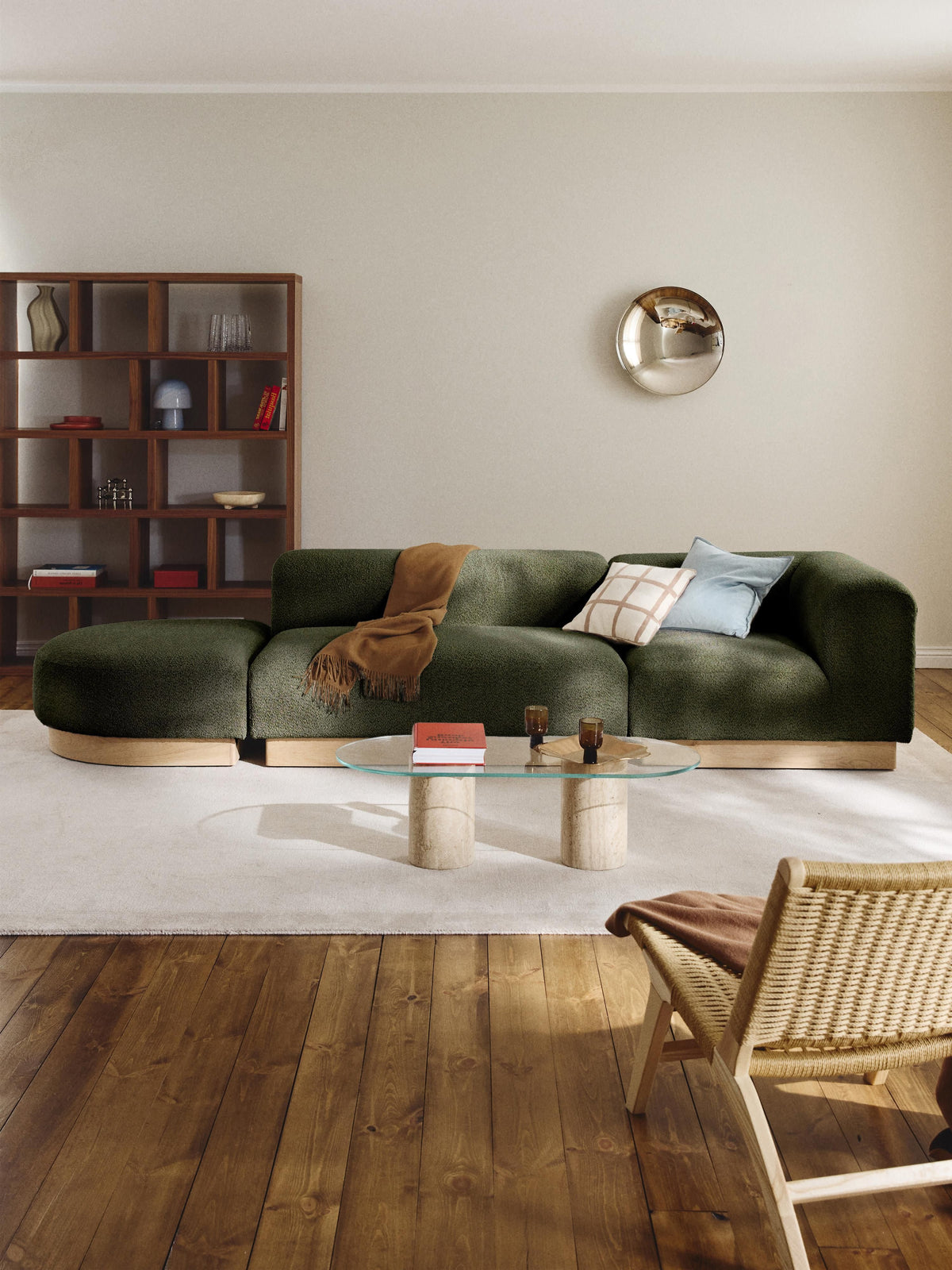 Warehamy Natalie Teddy Bouclé Ottoman with Stool, Modular (Left/Right)