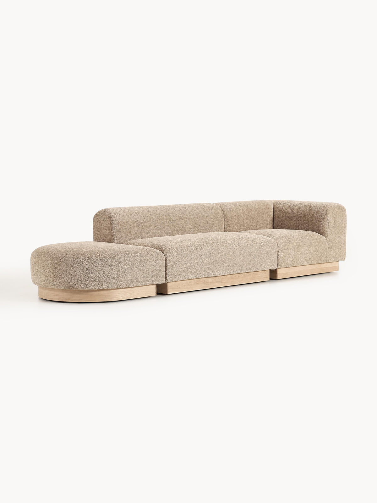 Warehamy Natalie Teddy Bouclé Ottoman with Stool, Modular (Left/Right)