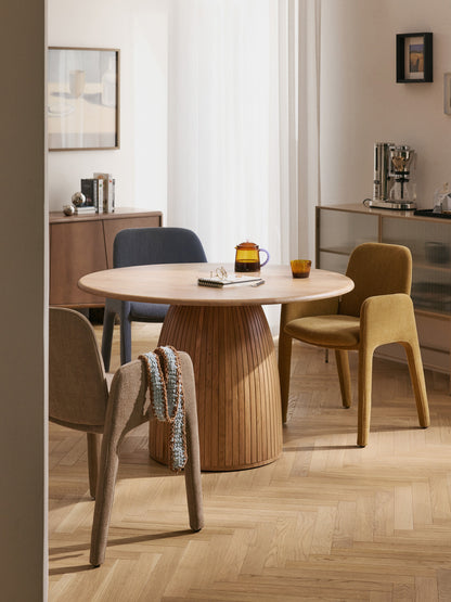 Warehamy Nelly Round Dining Table, Fluted Texture, in Various Sizes