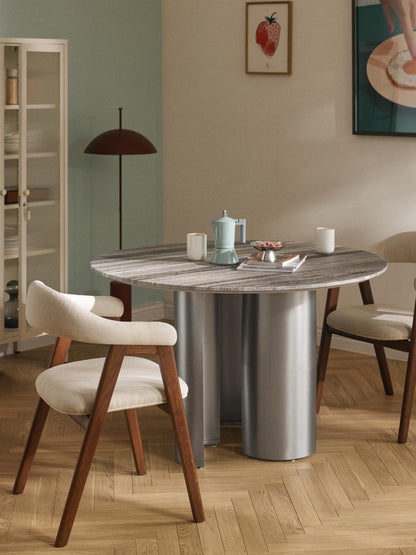 Warehamy Noam Round Marble-Tabletop Dining Table, Ø 120 cm