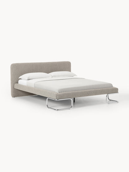 Warehamy Olina Upholstered Bouclé Bed with Metal Legs