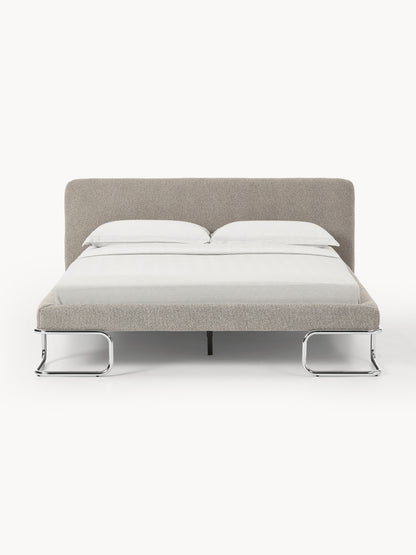 Warehamy Olina Upholstered Bouclé Bed with Metal Legs