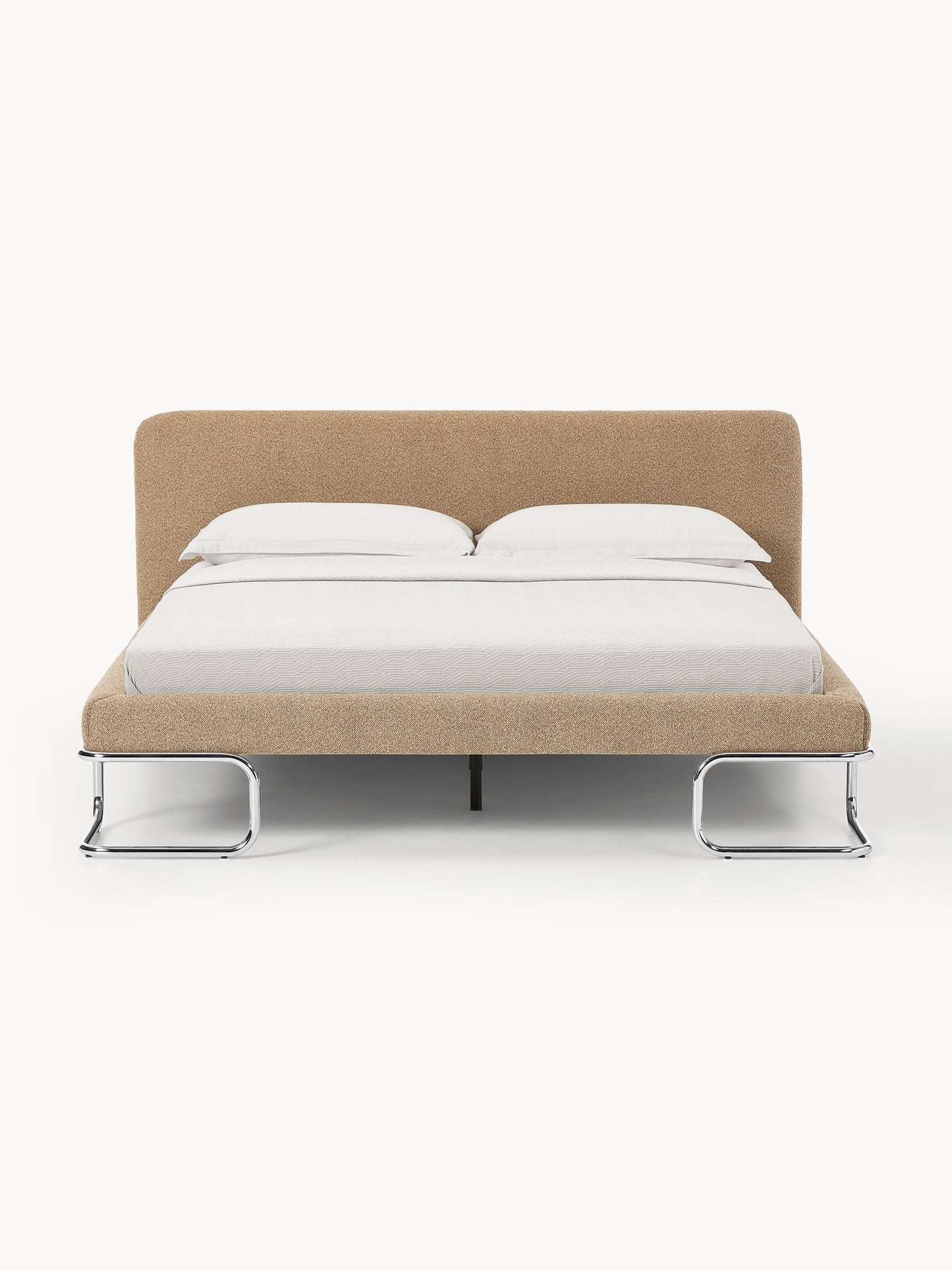 Warehamy Olina Upholstered Bouclé Bed with Metal Legs