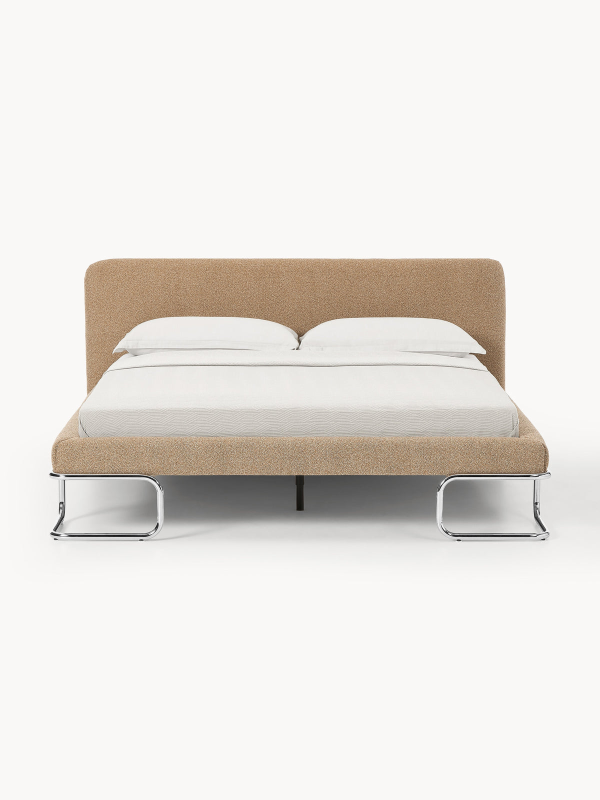 Warehamy Olina Upholstered Bouclé Bed with Metal Legs