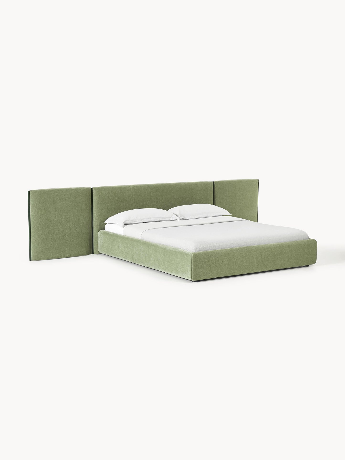 Warehamy Otis Bed, Upholstered, with Folding Headboard