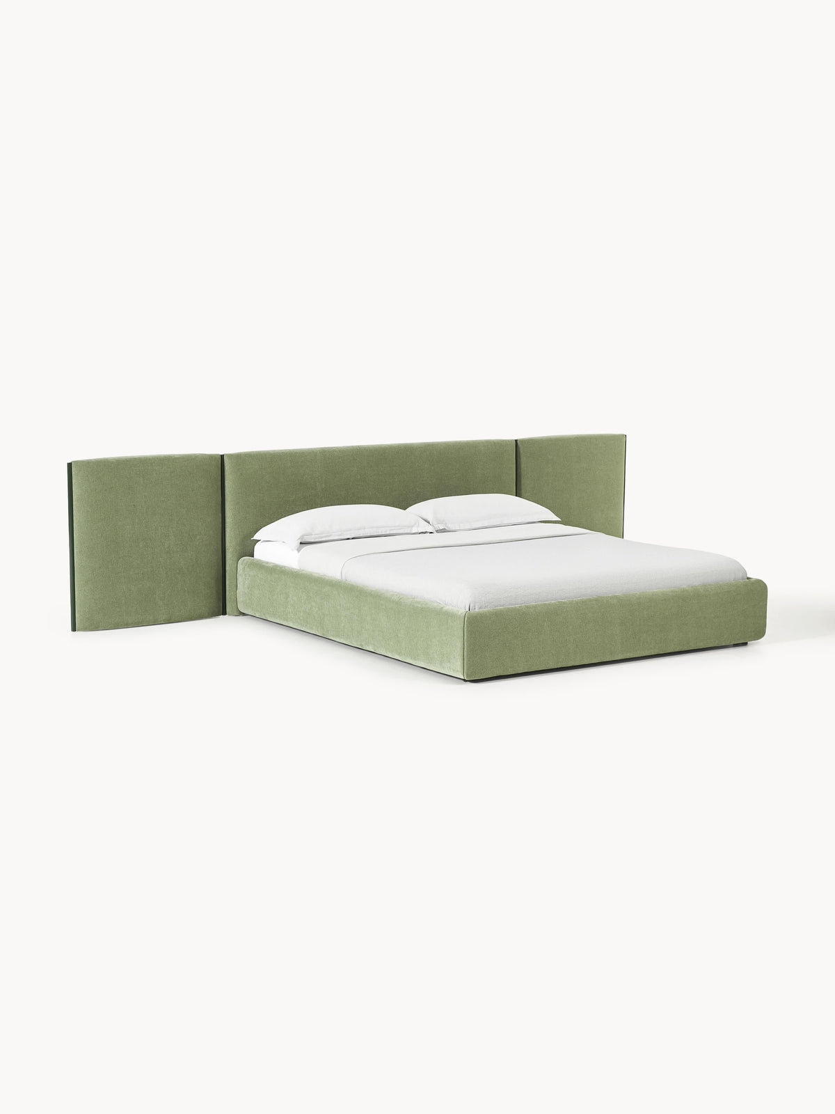 Warehamy Otis Bed, Upholstered, with Folding Headboard