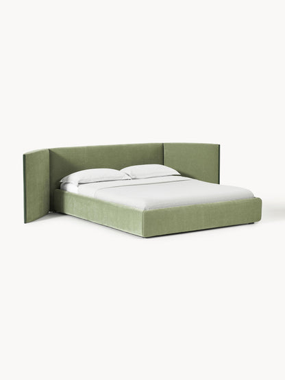 Warehamy Otis Bed, Upholstered, with Folding Headboard