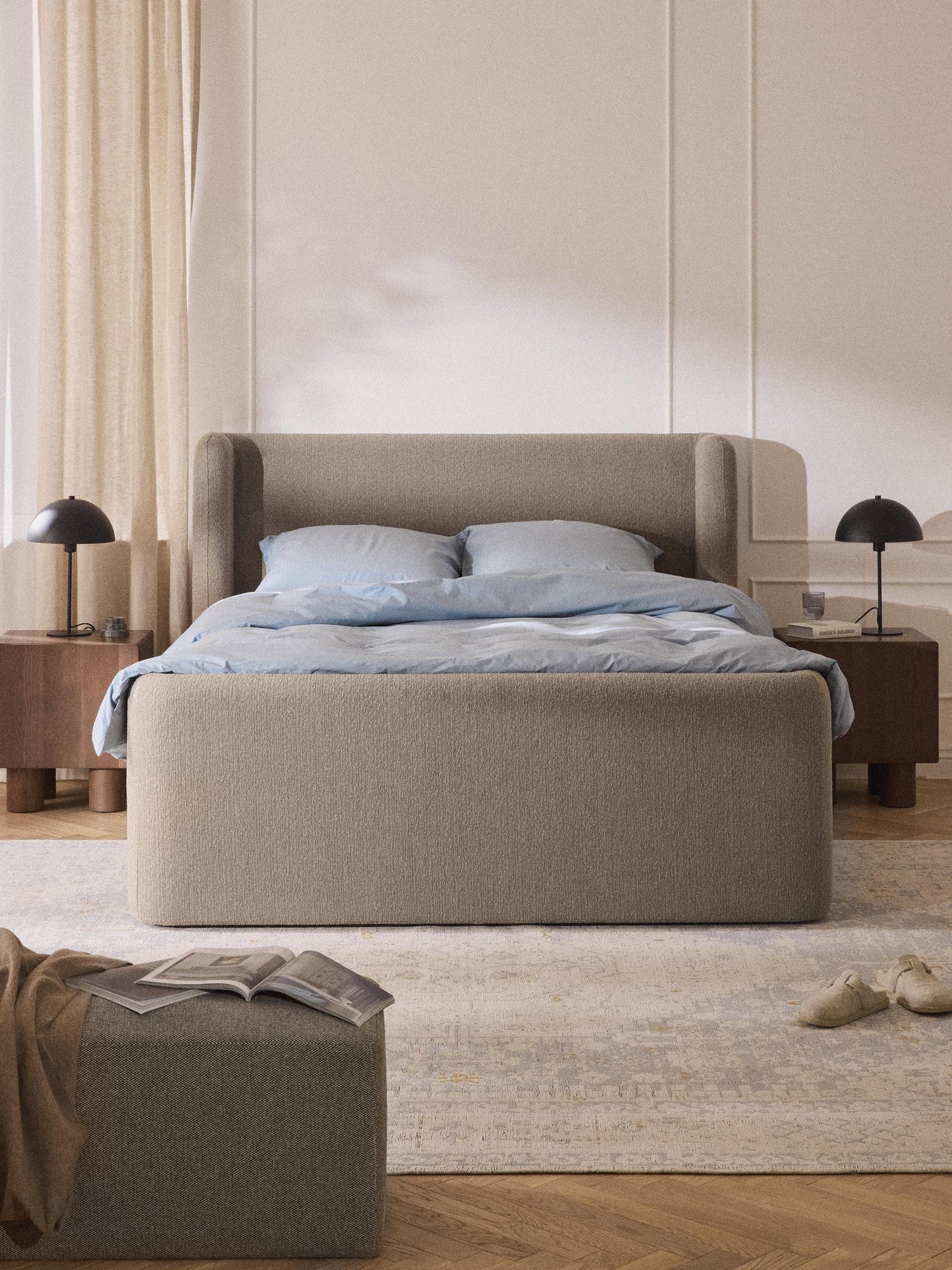 Warehamy Perla Bouclé Box Spring Storage Bed