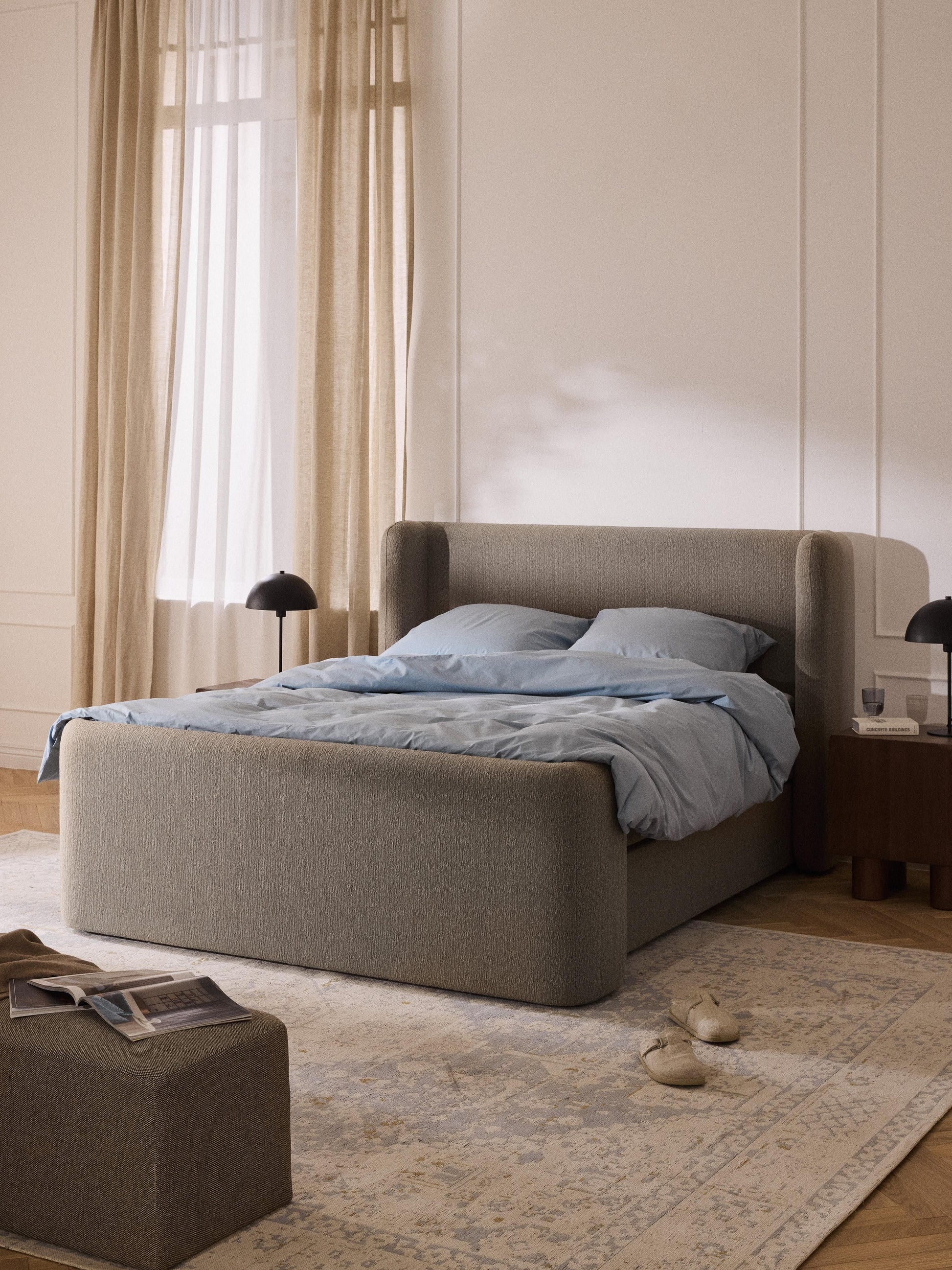 Warehamy Perla Box Spring Bouclé Bed
