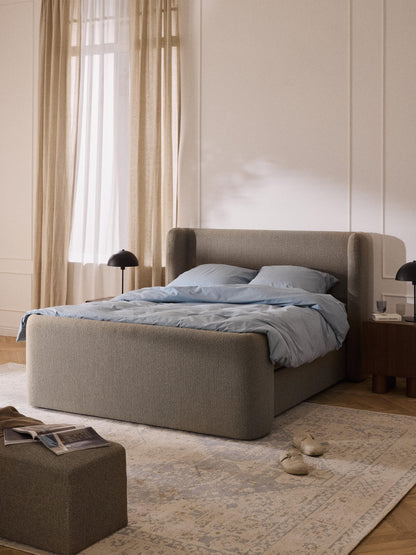 Warehamy Perla Box Spring Bouclé Bed