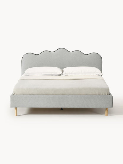 Warehamy Romy Bed, Upholstered, with Wavy Headboard