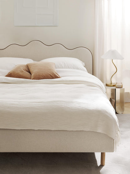 Warehamy Romy Bed, Upholstered, with Wavy Headboard