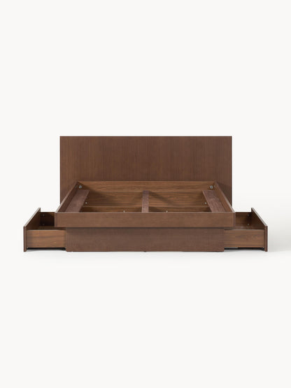 Warehamy Sato Bed with Drawers and Headboard, Wooden