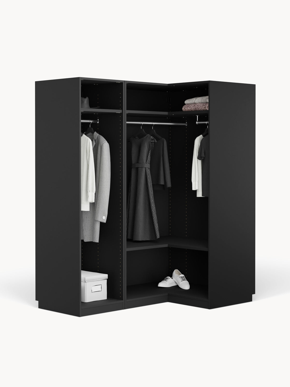 Warehamy Simone Corner Modular Wardrobe, 165 cm Wide, in Various Sizes