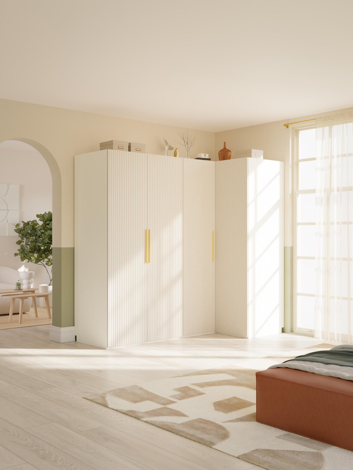 Warehamy Simone Corner Modular Wardrobe, 215 cm Wide, in Various Sizes