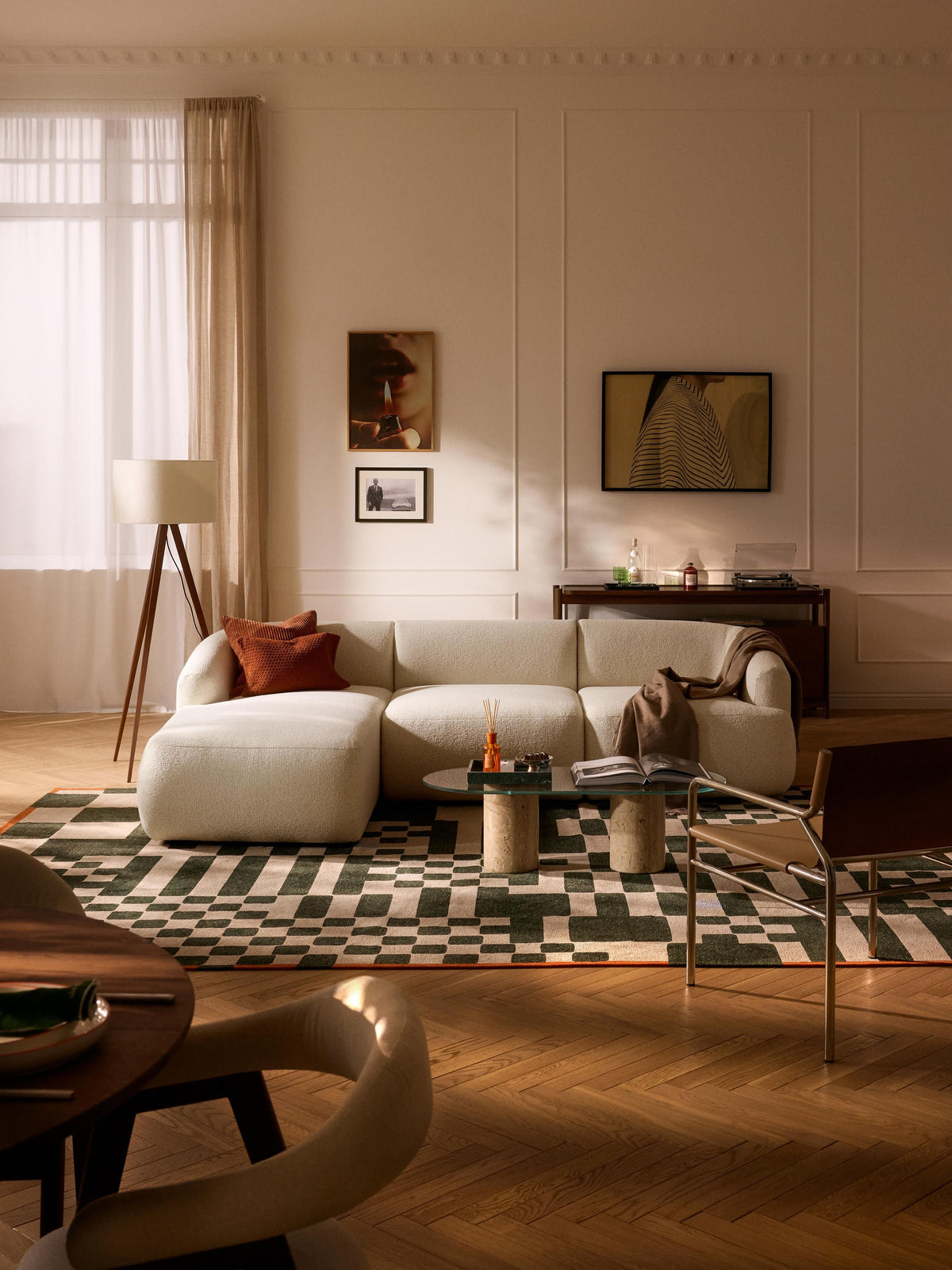 Warehamy Sofia Bouclé Corner Sofa, Modular, 3-Seater