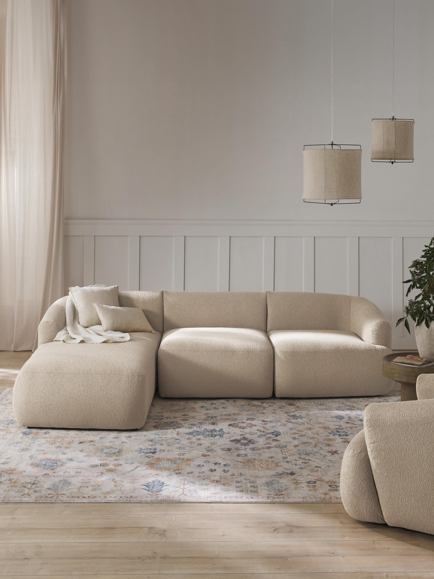 Warehamy Sofia Bouclé Corner Sofa, Modular, 3-Seater