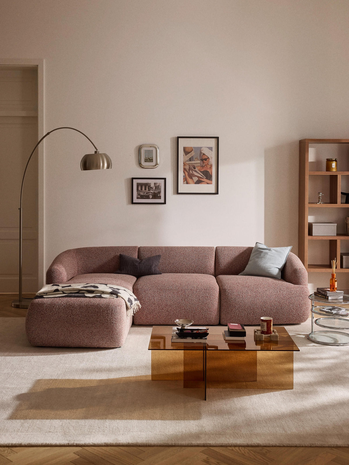 Warehamy Sofia Bouclé Corner Sofa, Modular, 3-Seater
