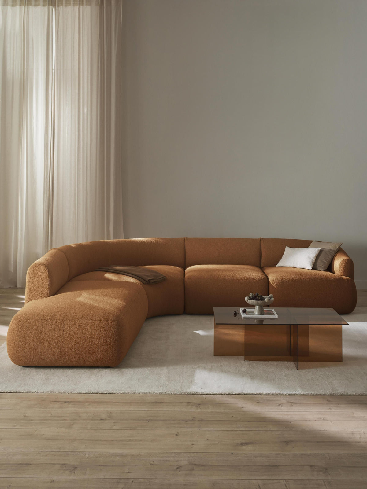 Warehamy Sofia Bouclé Corner Sofa, Modular, 4-Seater