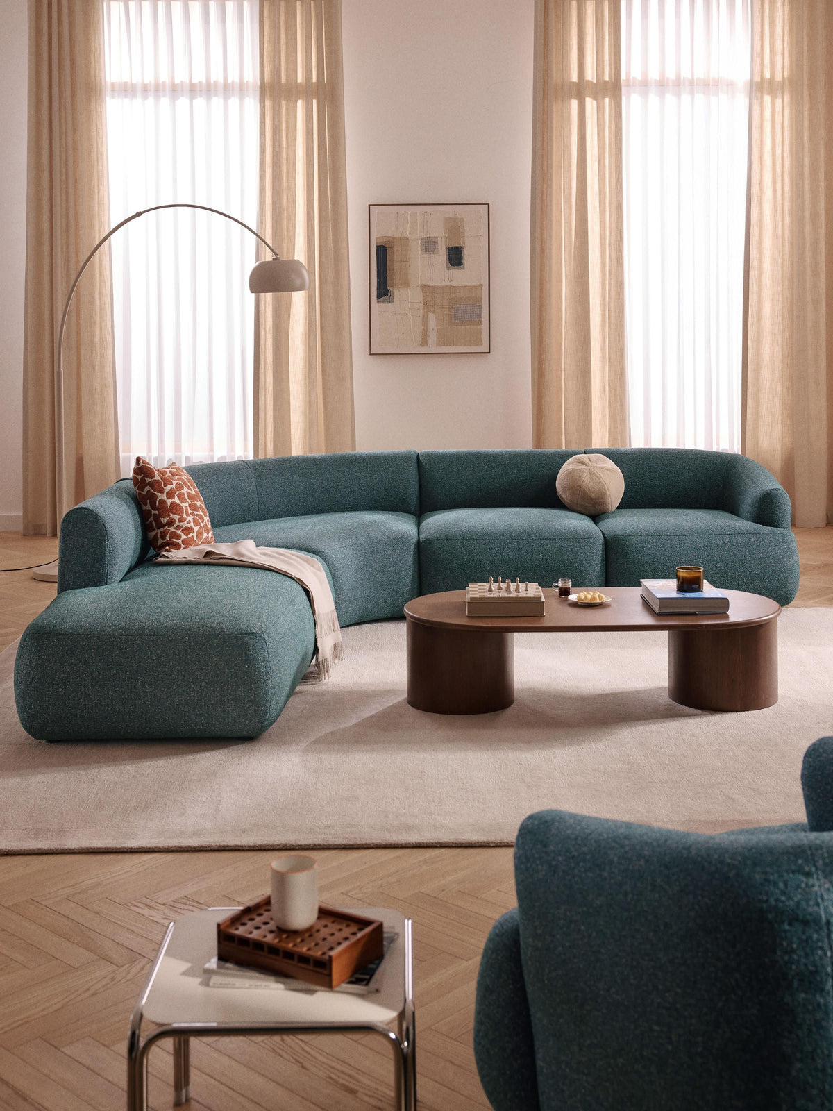 Warehamy Sofia Bouclé Corner Sofa, Modular, 4-Seater