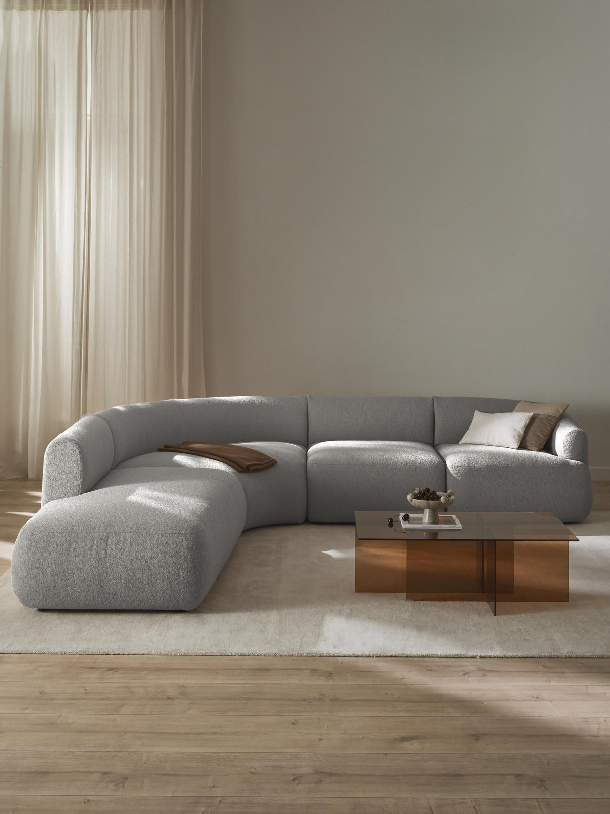 Warehamy Sofia Bouclé Corner Sofa, Modular, 4-Seater