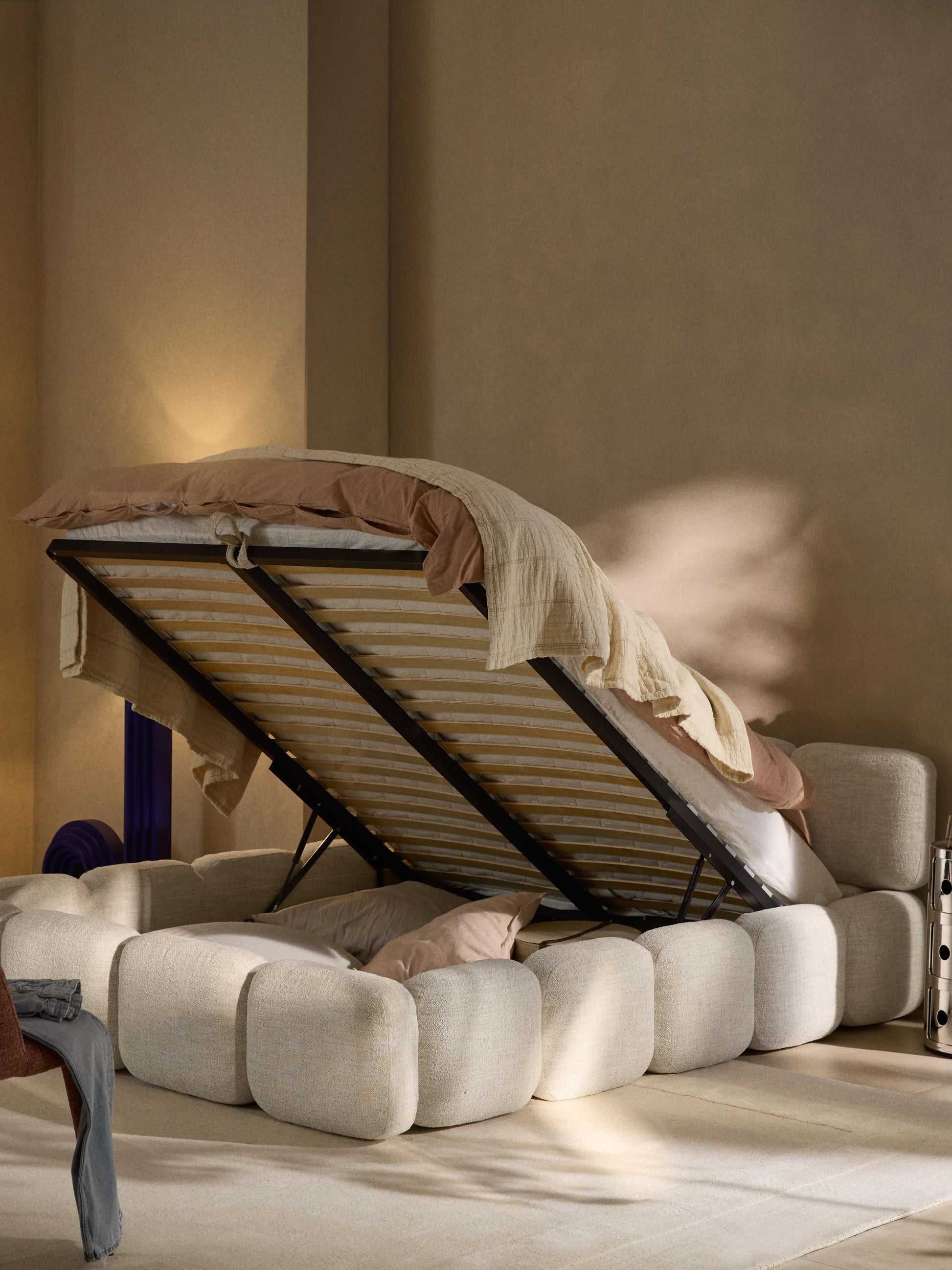Warehamy Tayla Storage Bed, Upholstered in Bouclé