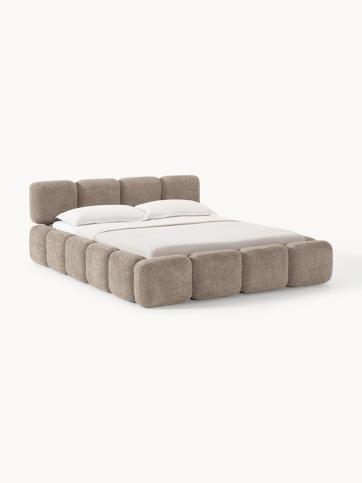 Warehamy Tayla Storage Bed, Upholstered in Teddy Bouclé