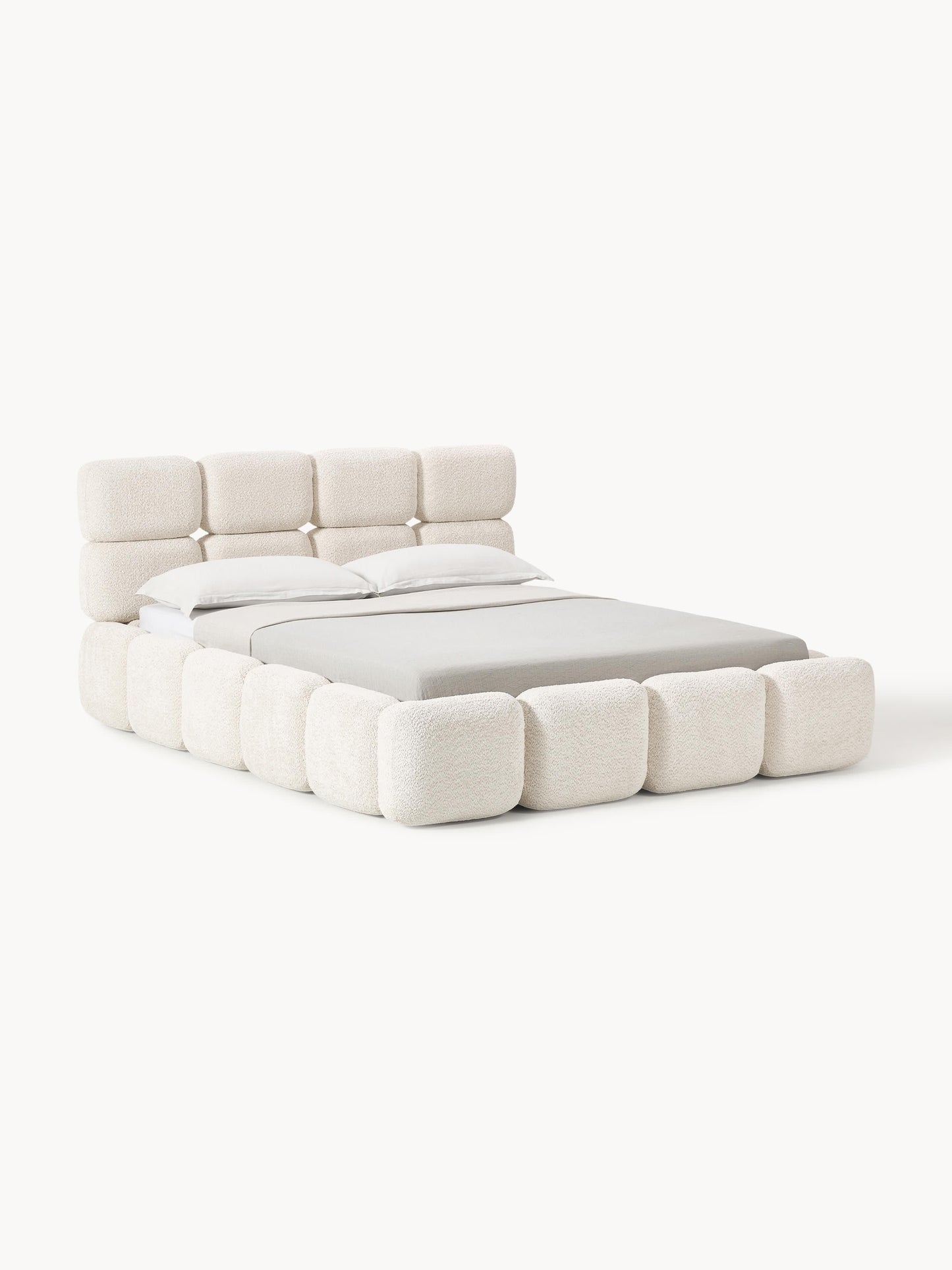 Warehamy Tayla Storage Bed, Upholstered in Teddy Bouclé