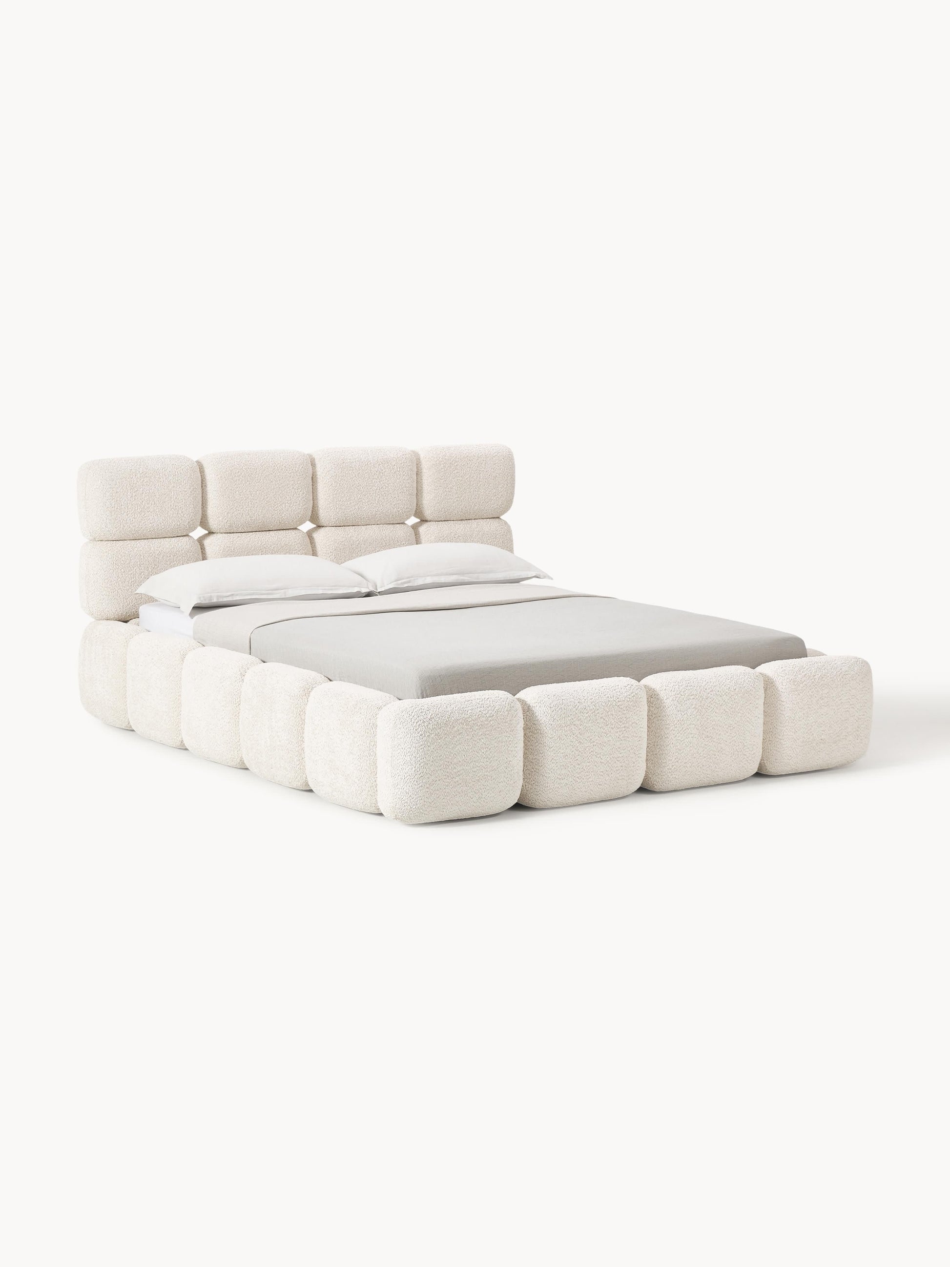 Warehamy Tayla Storage Bed, Upholstered in Teddy Bouclé
