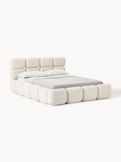 Warehamy Tayla Storage Bed, Upholstered in Teddy Bouclé