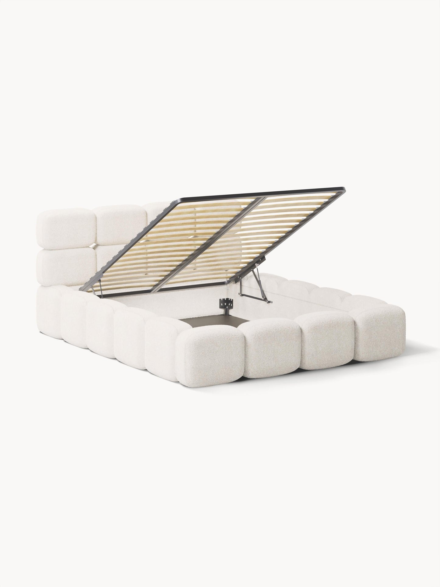 Warehamy Tayla Storage Bed, Upholstered in Teddy Bouclé