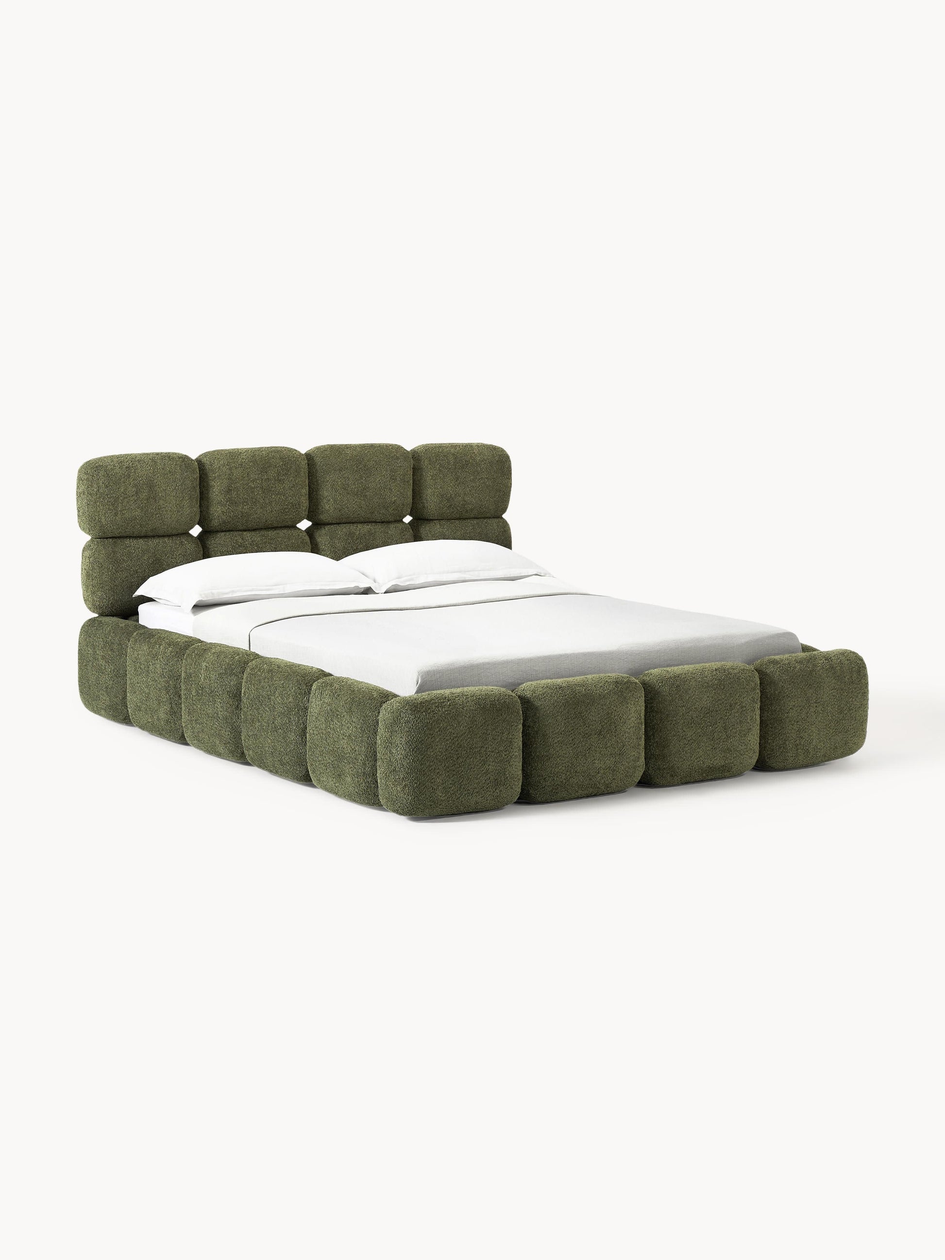 Warehamy Tayla Storage Bed, Upholstered in Teddy Bouclé
