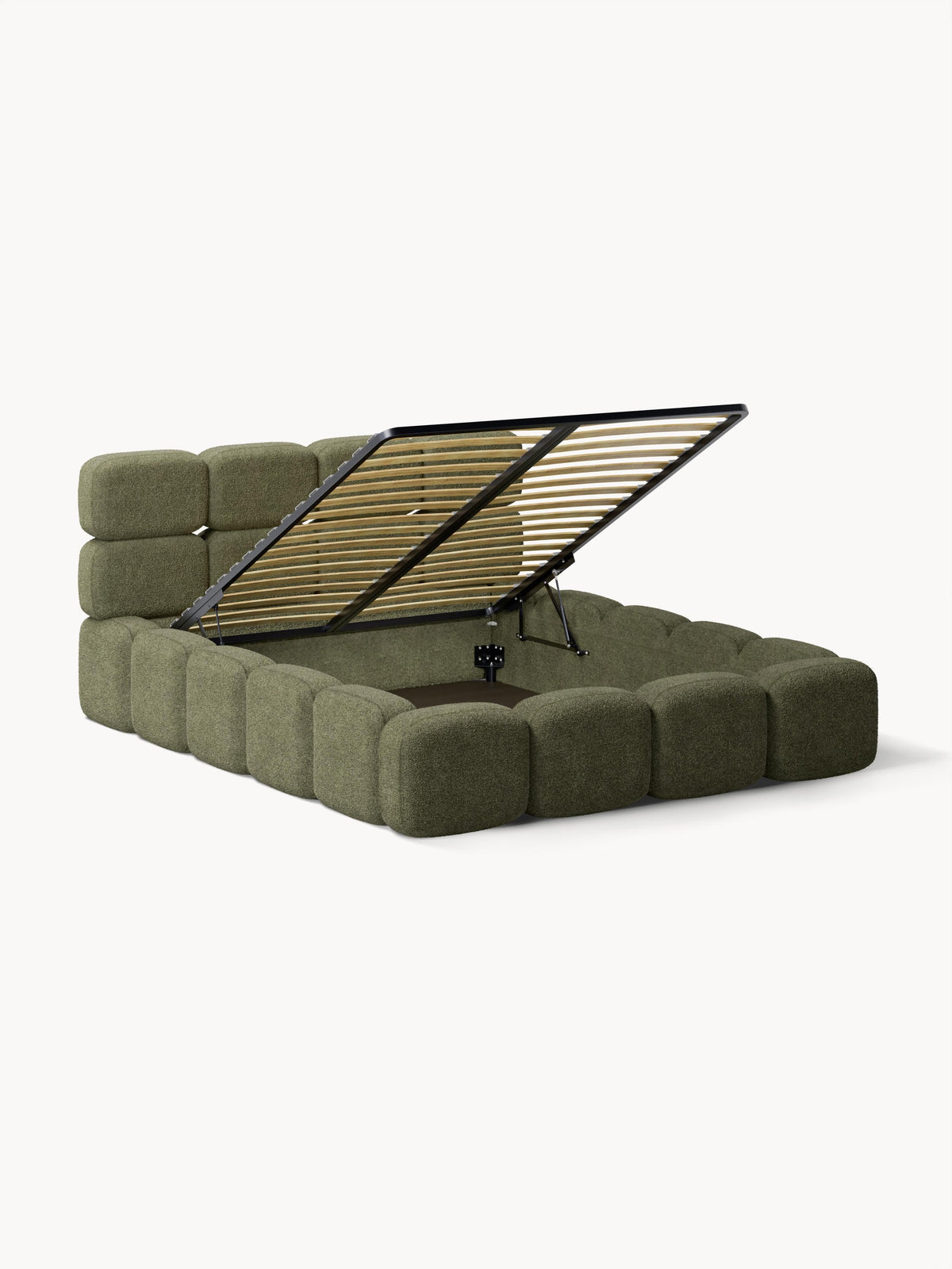 Warehamy Tayla Storage Bed, Upholstered in Teddy Bouclé