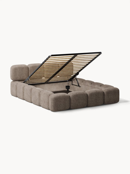 Warehamy Tayla Storage Bed, Upholstered in Teddy Bouclé