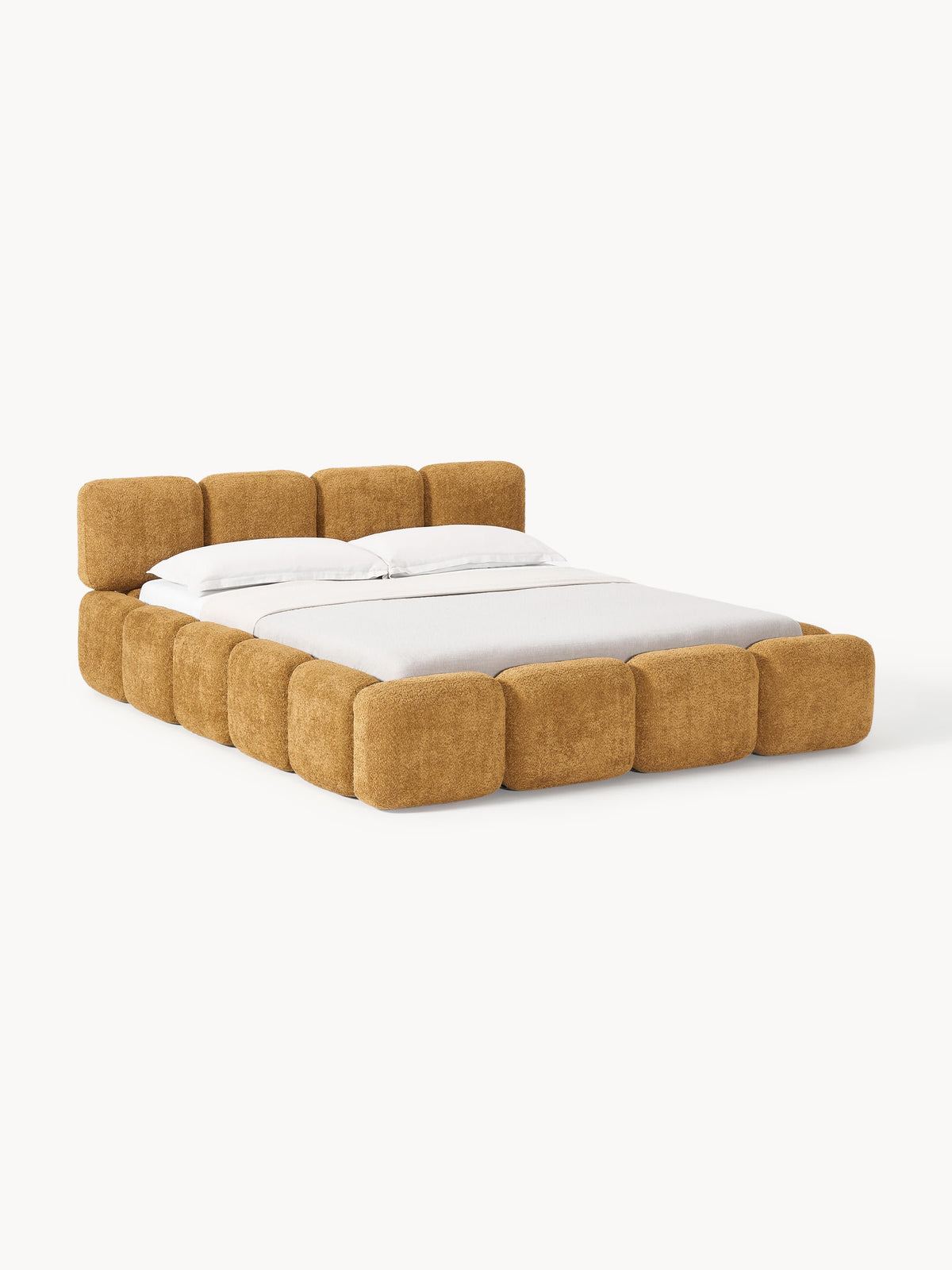 Warehamy Tayla Storage Bed, Upholstered in Teddy Bouclé