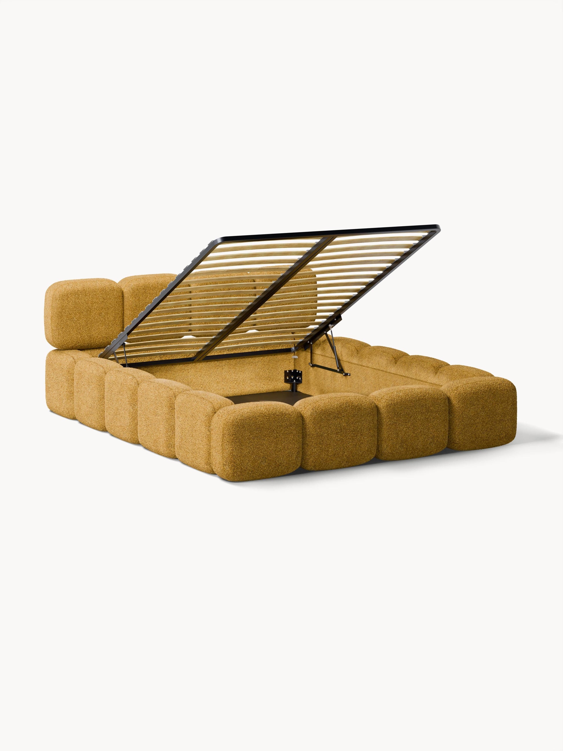 Warehamy Tayla Storage Bed, Upholstered in Teddy Bouclé