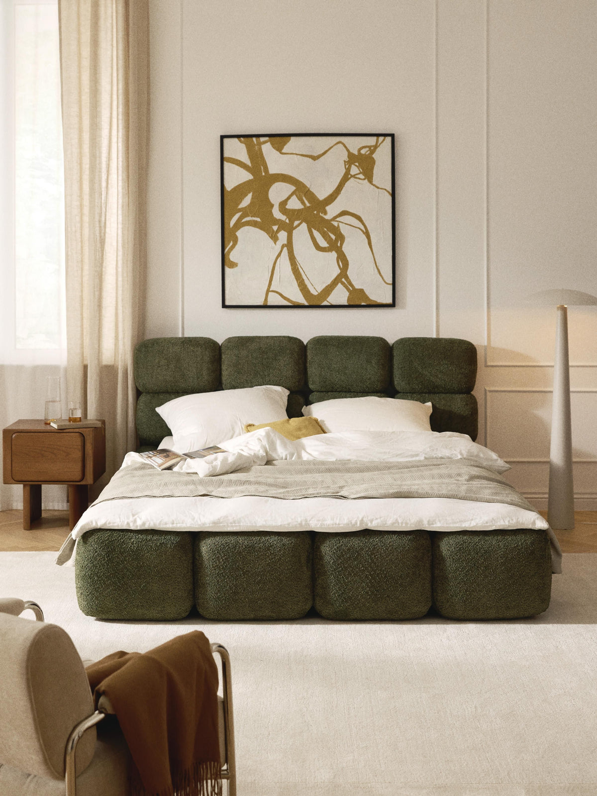 Warehamy Tayla Upholstered Teddy Bouclé Bed
