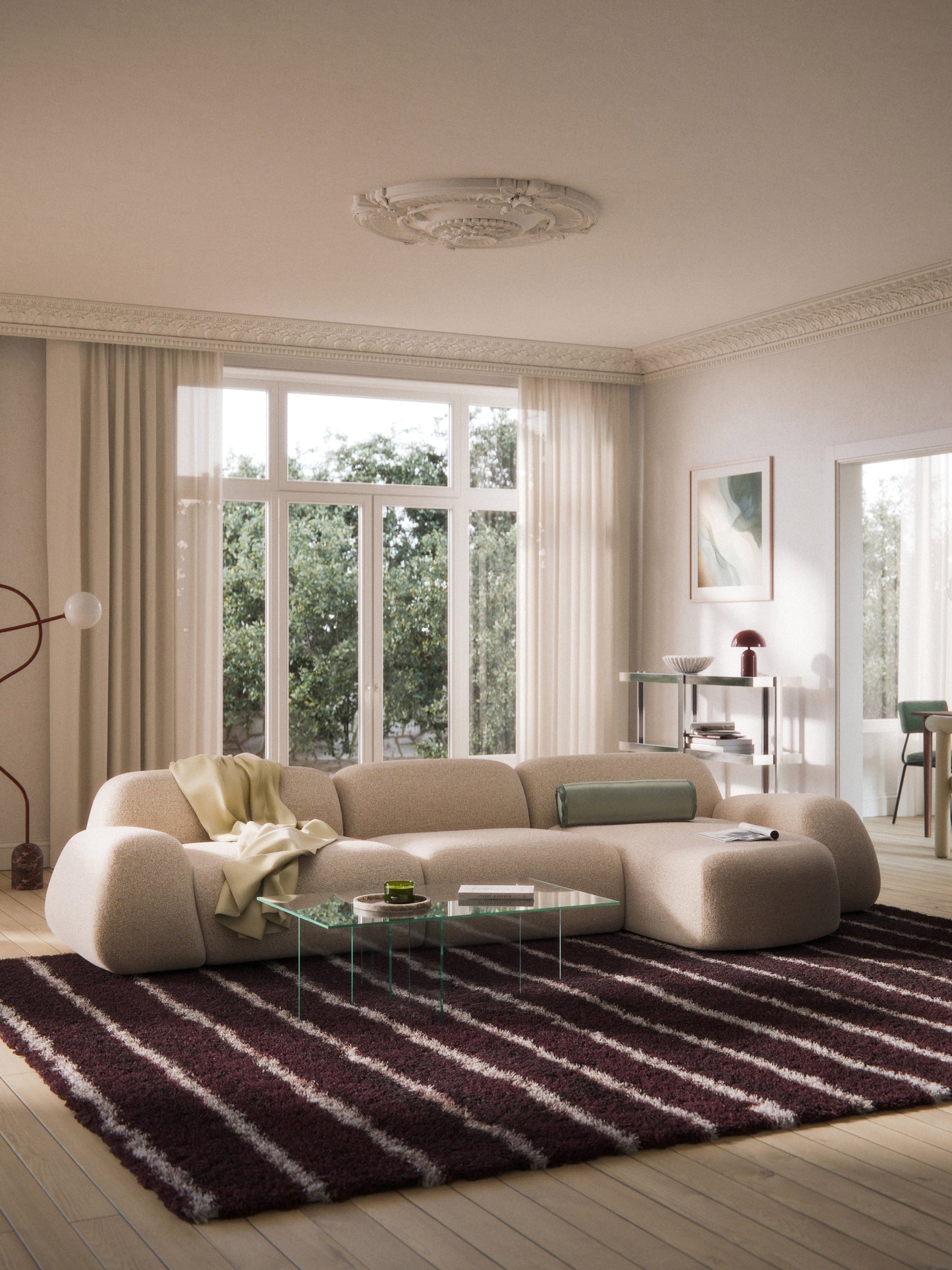 Warehamy Wolke Bouclé Chaise Corner Section