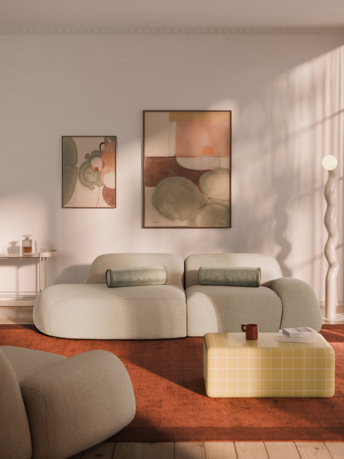Warehamy Wolke Bouclé Modular Chaise, 3-Seater