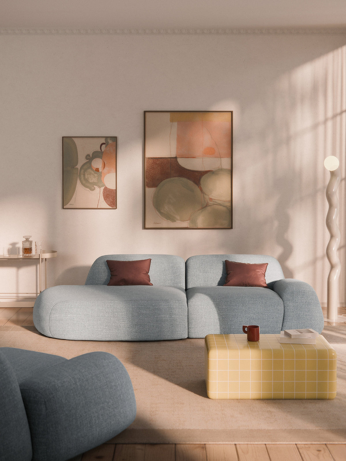 Warehamy Wolke Bouclé Modular Chaise, 3-Seater