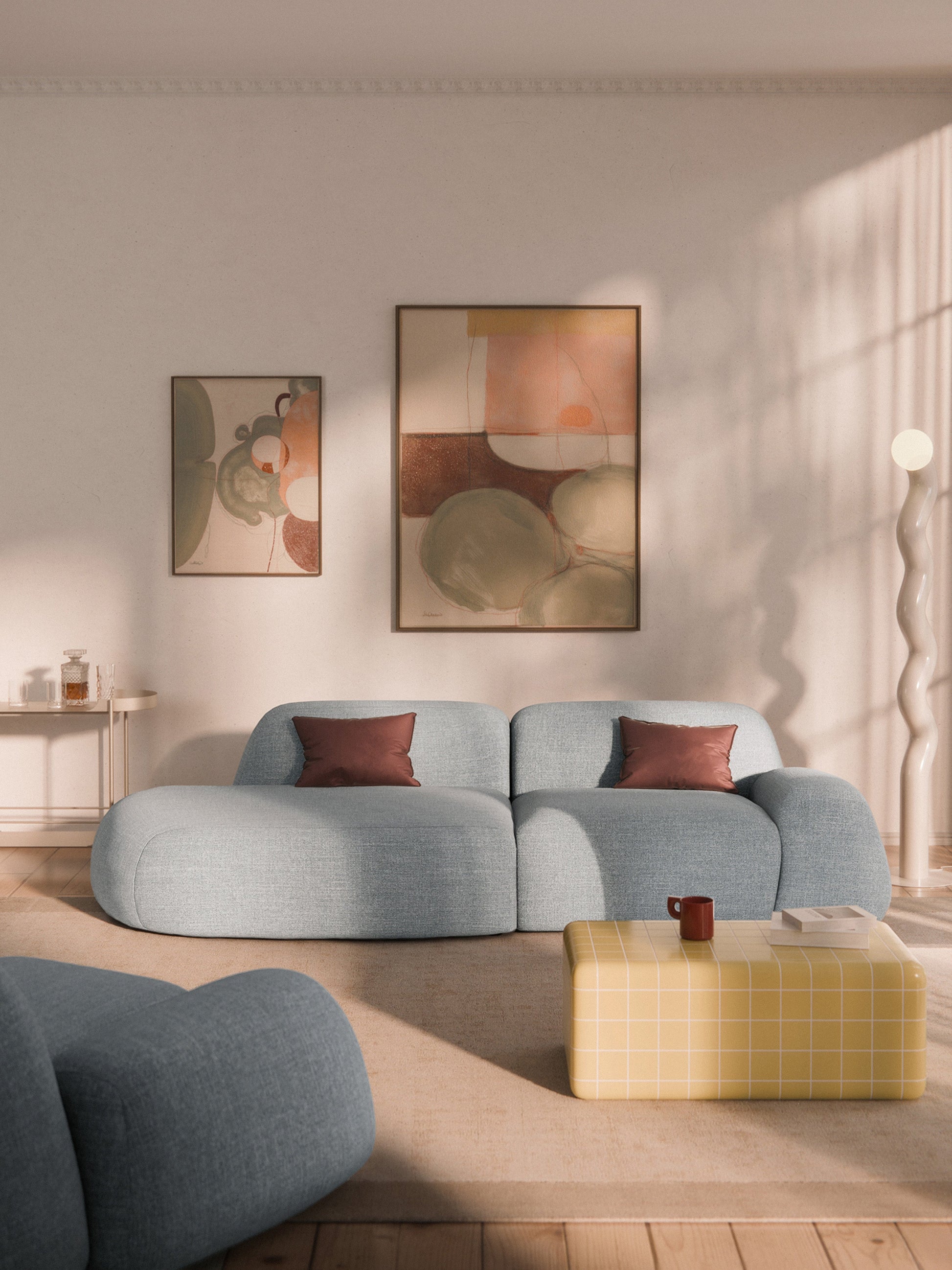Warehamy Wolke Bouclé Modular Chaise, 3-Seater