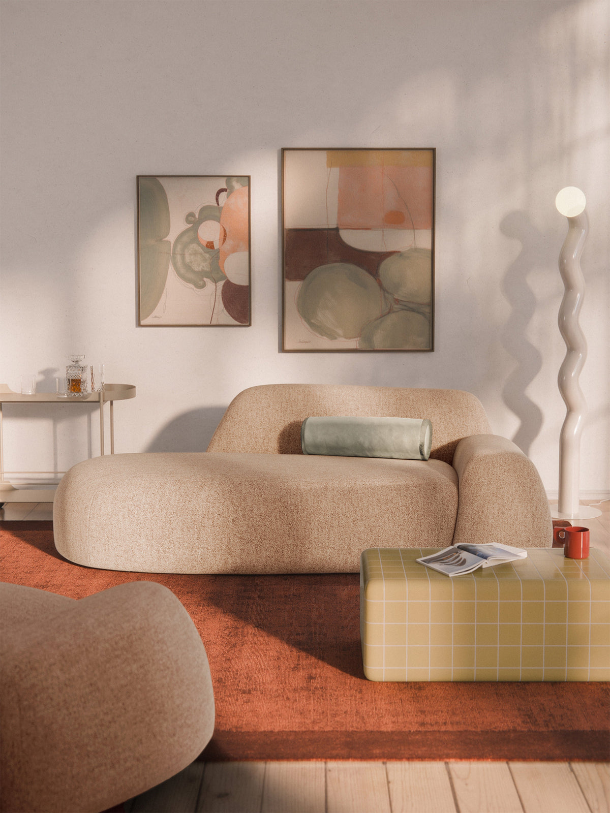 Warehamy Wolke Bouclé Sofa with Chaise Longue (2-Seater)