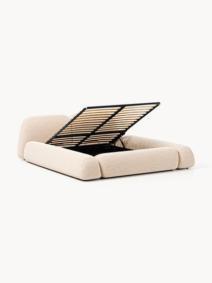 Warehamy Wolke Storage Bed, Upholstered in Bouclé