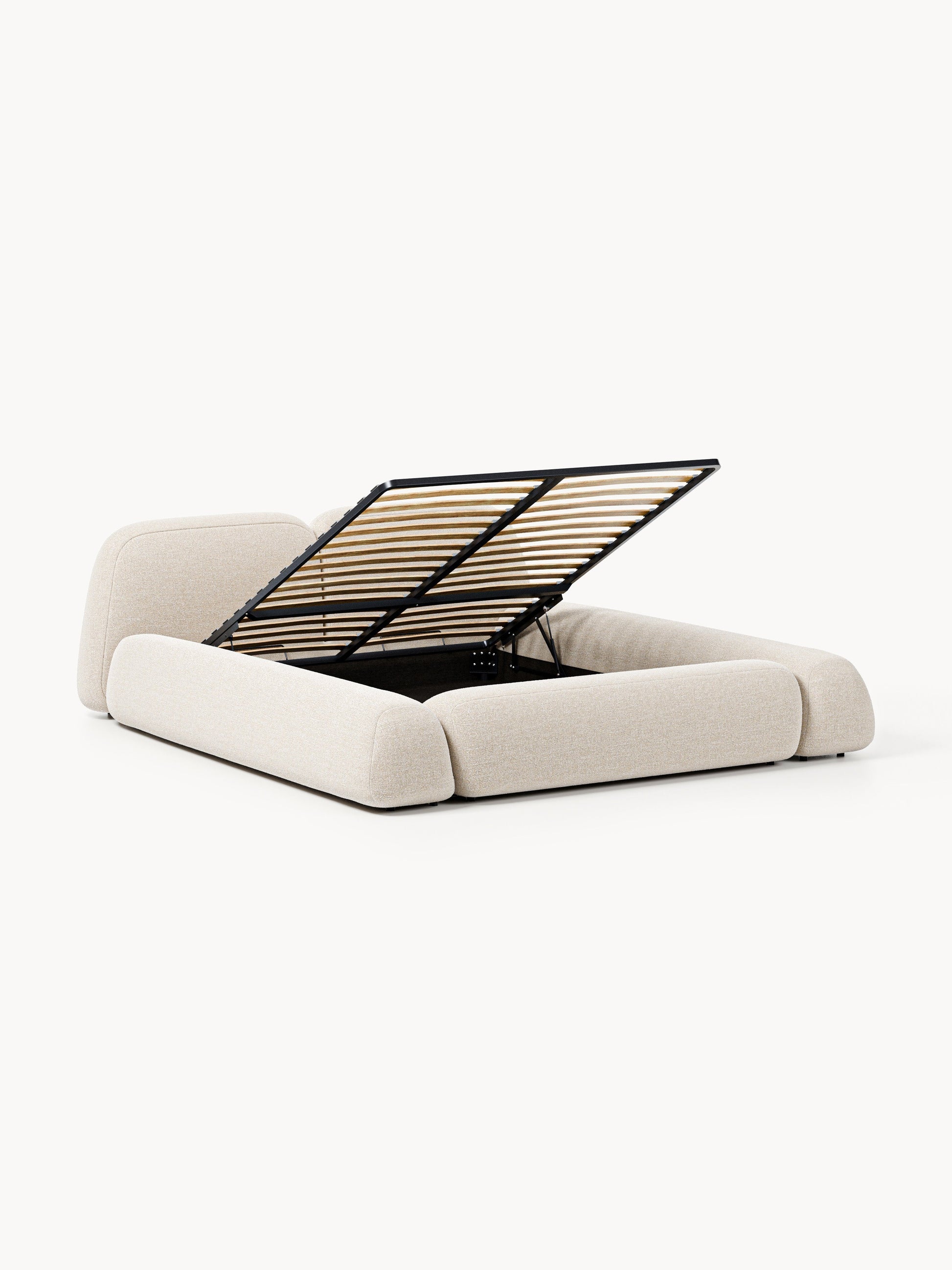 Warehamy Wolke Storage Bed, Upholstered in Bouclé