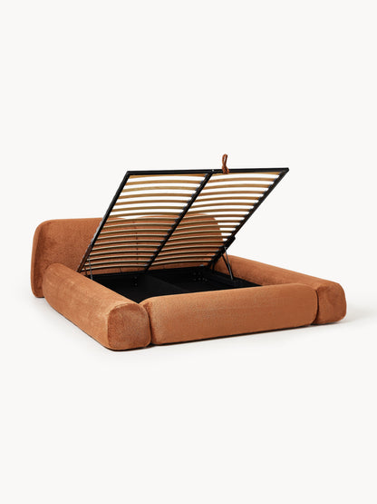 Warehamy Wolke Storage Bed, Upholstered in Teddy Bouclé